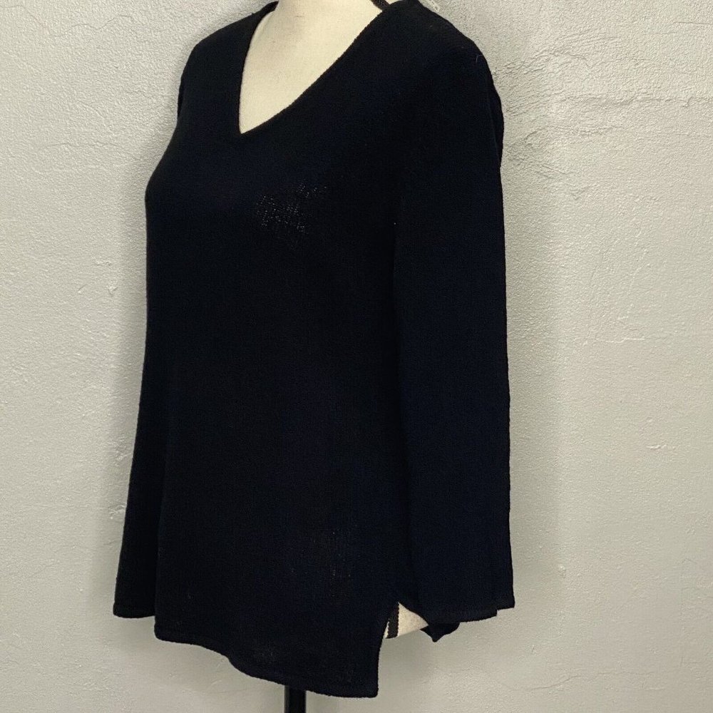 Chico's Design Women’s Sz  1 (S) Black V-Neck Ashley Pullover Knit Sweater NWT - Picture 3 of 10